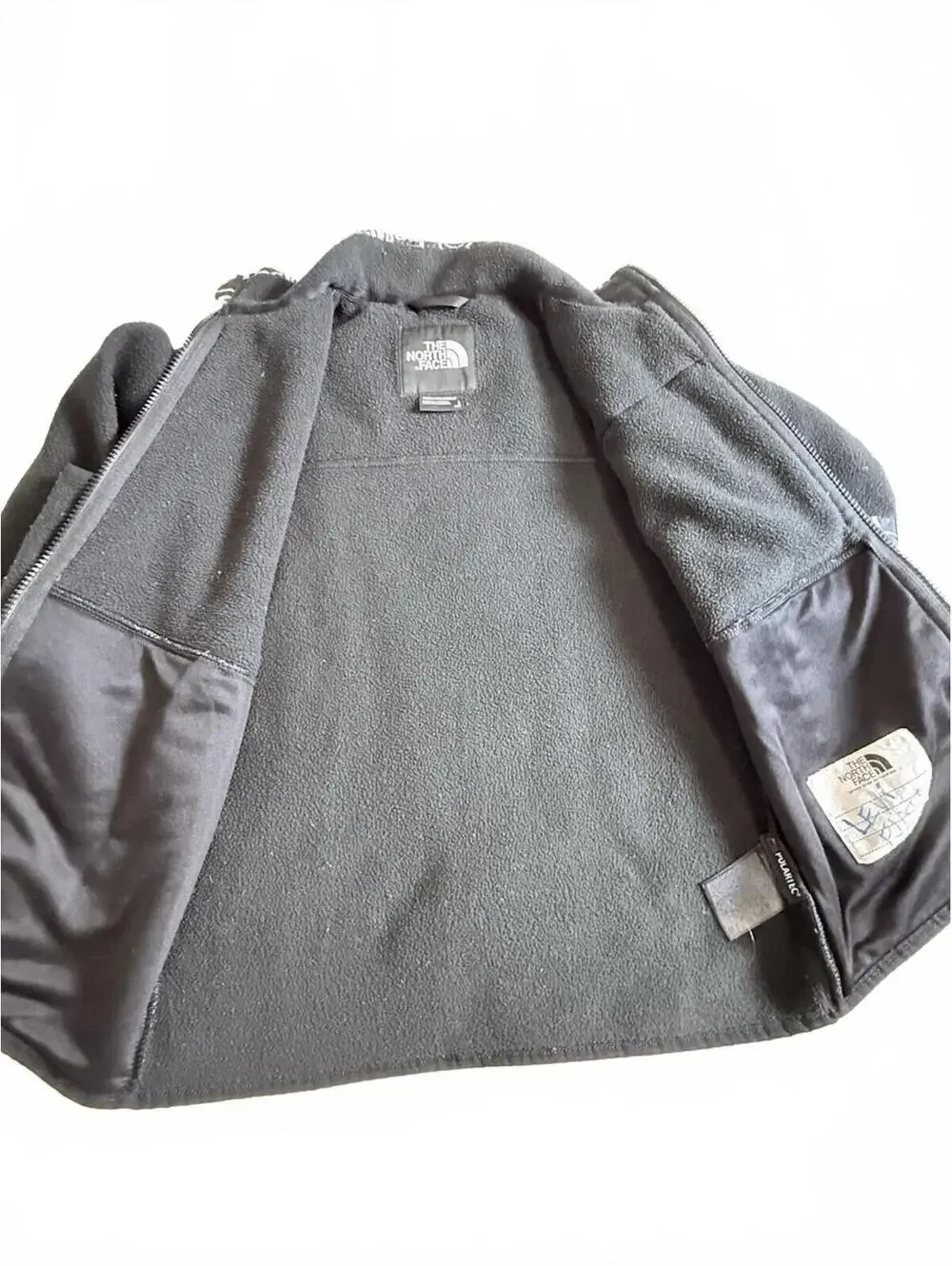 The North Face Teen Denali Jacket TNF Black TNF Marker Logo Print L